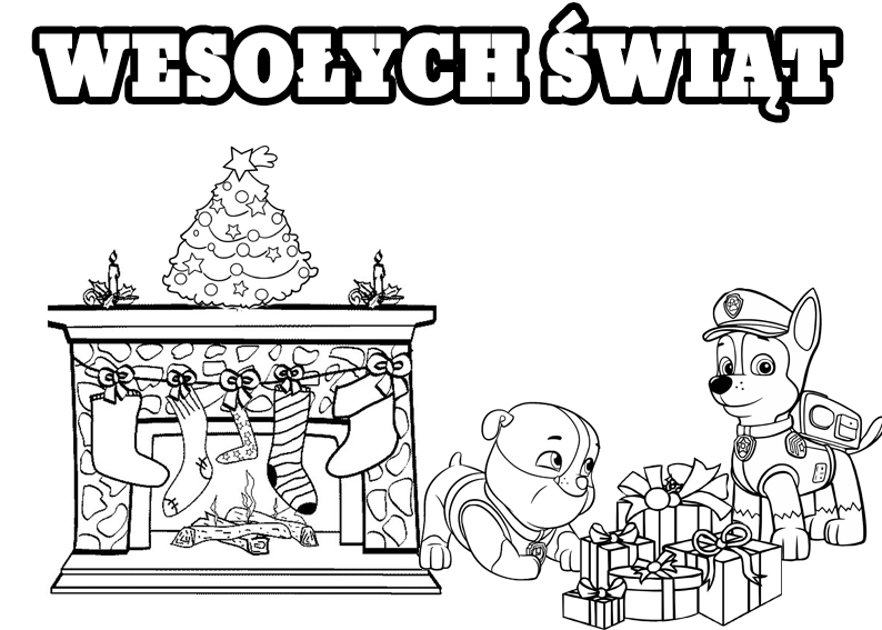 Paw Patrol Celebrates Christmas coloring page